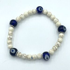 Crystal beaded stretch bracelet ONE NEW evil eye reiki meditation yoga